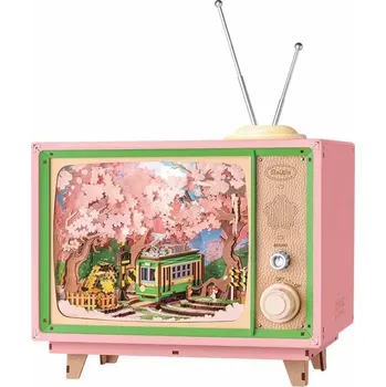 Stavebnice RoboTime 3D dřevěná skládačka hrací skříňky Projížďka v sakurovém lese