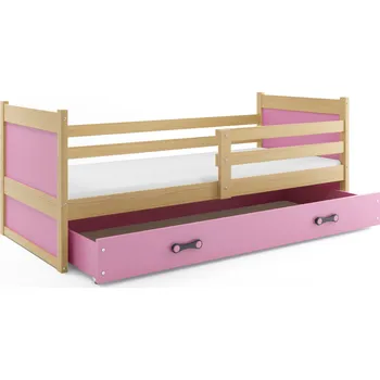 Dětská postel SMB Dětská postel se šuplíkem RICK 1, 90x190 cm Dekor: Borovice, Barva šuplíku: Růžová