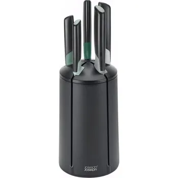 Joseph Joseph Sada černo-zelených nerezových nožů s rotačním stojanem Elevate, 5 ks