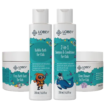 Kosmetická sada LOBEY® Kids Akční balíček pro děti Zábava do vany | pěna, sliz, šampon a prach