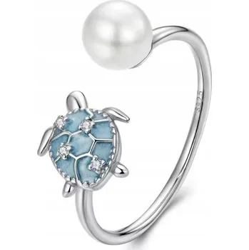 Prsten Prstýnek želva ze stříbra sladkovodní perla stříbro 925