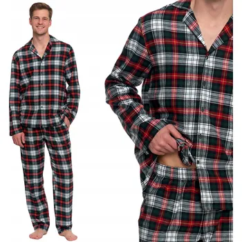 Pánské pyžamo Pánské bavlněné pyžamo teplé MORAJ s dlouhým rukávem na knoflíky, velikost M