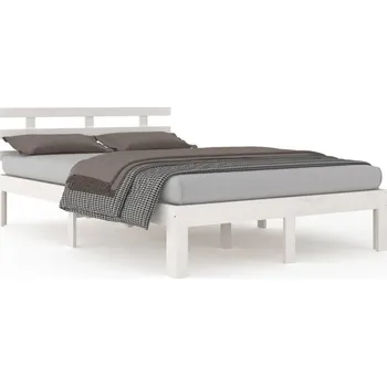 Postel Rám postele, bílý, masivní dřevo, 135 x 190 cm, dvojitý