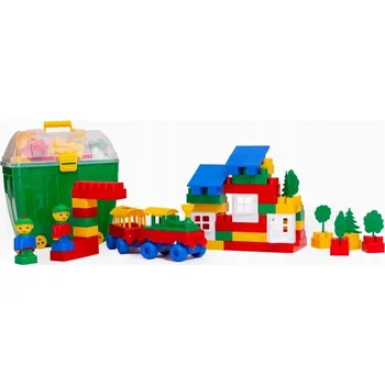 ostatní stavebnice Hemar červená Kufřík s kostkami, 68 dílků