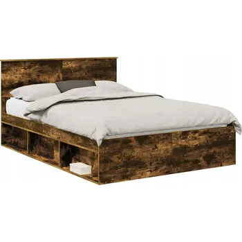 Postel Rám postele Kouřový dub 140 x 190 cm Masivní borové dřevo