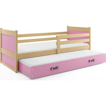 Dětská postel SMB Dětská postel s přistýlkou RICK 2, 90x200 cm Dekor: Borovice, Barva šuplíku: Růžová