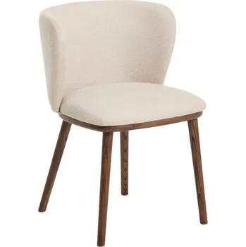 Jídelní židle Kave Home Béžová jídelní židle Ciselia s ořechovou podnoží