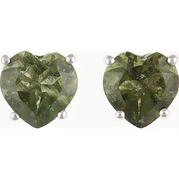 Náušnice My Moldavite Stříbrné náušnice s vltavíny - srdce - 152-2