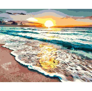 Obraz Malování podle čísel 40x50 cm Západ slunce - Sada na rámu plátna