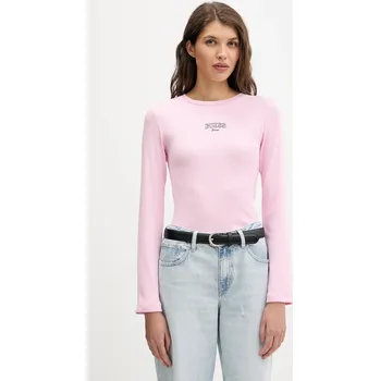 Pánská móda Tričko s dlouhým rukávem Guess Jeans W6RP22.KA0H1 růžová 30X, vel. M