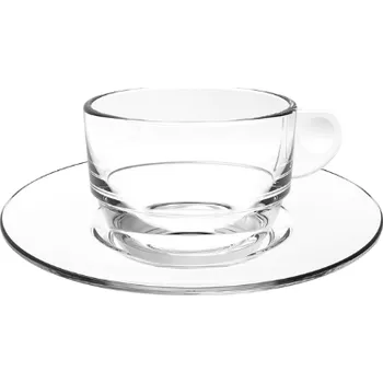 Nerozbitný šálek na kávu 166 ml s podšálkem transparentní
