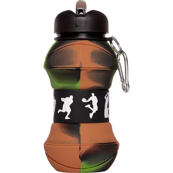 Láhev Verk 14599 Skládací sportovní láhev s karabinou 200 - 550 ml, zelenohnědá