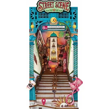 ostatní stavebnice RoboTime 3D skládačka Zarážka na knihy Miniatura domečku Městská ulice