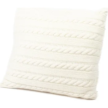 Dekorativní polštářek Wooline Vlněný pletený potah na polštář Olivia, ecru, 45 x 45 cm hebký, gramáž 960g/m2