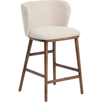 Barová židle Kave Home Béžová barová židle Ciselia 65 cm s ořechovou podnoží