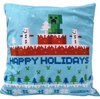 Vánoční polštářek Minecraft Sněhulák a Creeper
