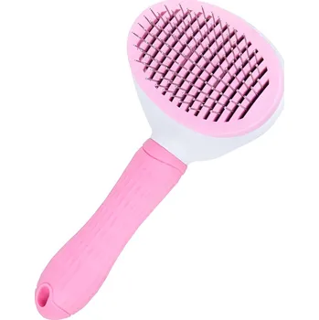 Úprava srsti hospodářského zvířete Verk 19338 Samočistící kartáč na psy a kočky XL 19 cm růžový