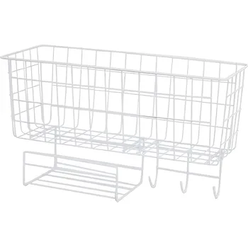 Držák na ručník Verk 27229 Závěsný oraganizér s háčky, bílá