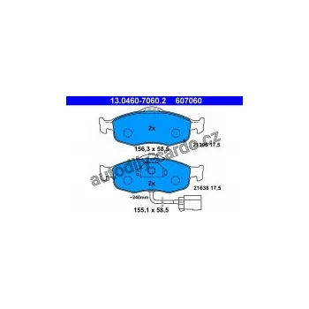 Brzdová destička Sada brzdových destiček ATE 13.0460-7060 (AT 607060) - FORD