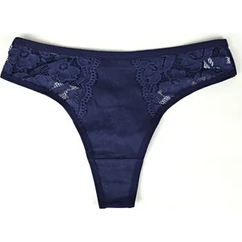 Kalhotky Feng Bavlněné tanga s krajkou Velikost: S, Barva: tmavě modrá