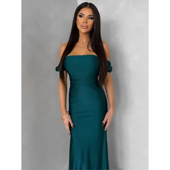 Dámské šaty LUNZARO Smaragdové společenské plesové dlouhé šaty ONESIZE