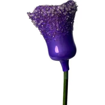 Vánoční ozdoba Koulier Skleněná foukaná ozdoba tulipán fialový porcelánový, 1 ks