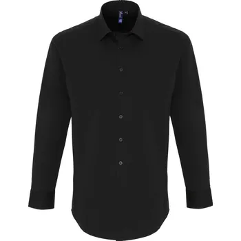 Pánská košile Premier Košile PR244, elastická, popelínová, dlouhý rukáv COT39024400215-black Černá 5XL