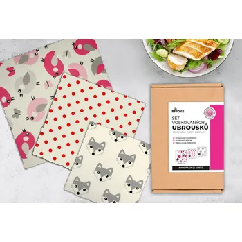 Termobox Pink pack – 3 voskované ubrousky Beepack - M+M+L