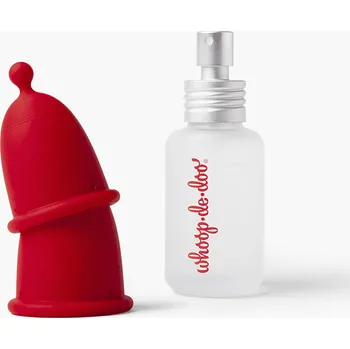 Menstruační kalíšek duopack menstruačních kalíšků Whoop·de·doo Red & čisticí sprej Whoop·de·doo Cotton
