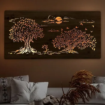 Nástěnné svítidlo Li-Go 5307/DUB2 - LED Stmívatelná nástěnná dekorace LED/24W/230V 120x60 cm dub