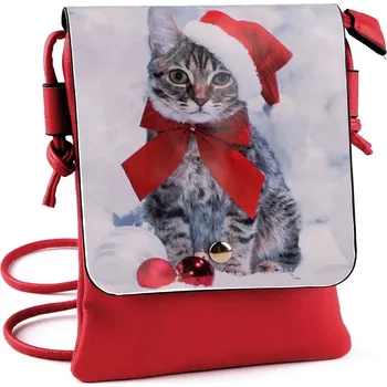 Kabelka Charm Malá crossbody kabelka s kočičkou vánoční červená
