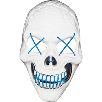 Karnevalový kostým Verk Děsivá svítící maska lebka bílomodrá