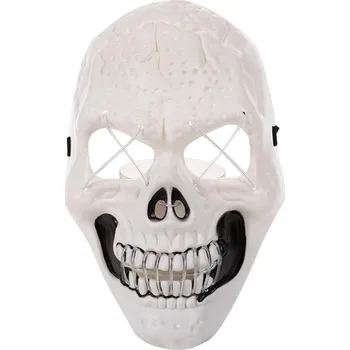 Karnevalový kostým Verk Děsivá svítící maska lebka bílostříbrná