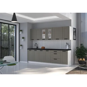 Kuchyňská linka Kuchyňská linka 260 cm Luna 3 - Bílá + Clay grey