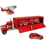 Hasičský kamion s autíčky a helikoptérou