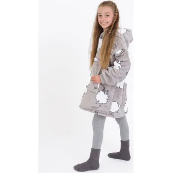 Dívčí mikina Beránková mikina mikroplyš – Ovečky Morning Yoga šedé velikost XS dětská