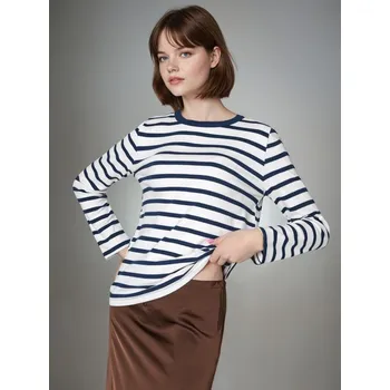 Sinsay - Tričko s dlouhými rukávy - námořnická modrá - 185AI-59X - 185AI-59X-XXS