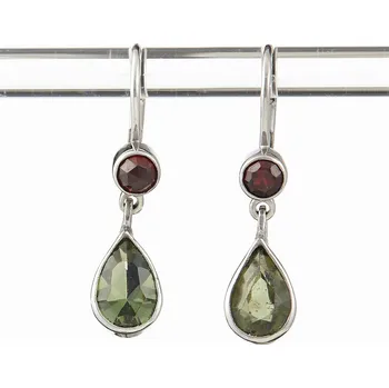 Náušnice My Moldavite Stříbrné náušnice s vltavíny 3734G