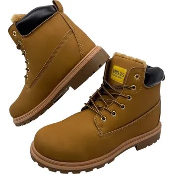 Pánská zimní obuv Fashion Pánské béžové zateplené vyšší pracovní boty na šněrování Barva: Béžová, Velikost: 46
