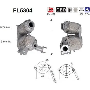 Filtr pevných částic Filtr sazových částic, výfukový systém AS FL5304