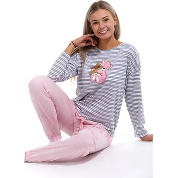 Dámské pyžamo Dámské pyžamo s medvídkem 1B1388 růžová m