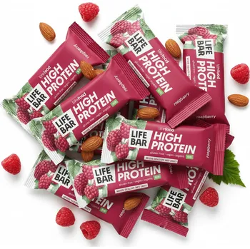 Čokoládová tyčinka Lifefood Zvýhodněná sada 13 + 2 tyčinky zdarma - Lifebar proteinová s malinami BIO (15 x 40 g)