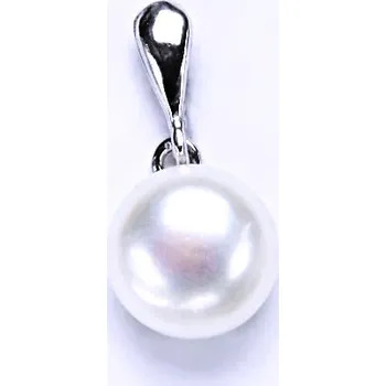 Přívěsek Zlatý přívěsek s perlou , bílé i žluté zlato , přírodní perla bílá 10 mm - P 1298/22 (přírodní perla 10 mm)