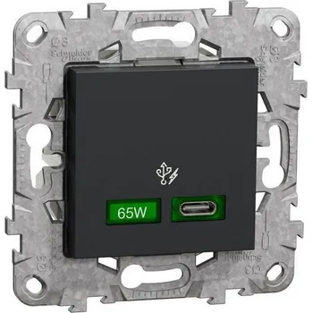 Stavebniny NOVÁ UNICA Rychlonabíjecí konektor USB C (65W), Antracit SCHNEIDER NU501454
