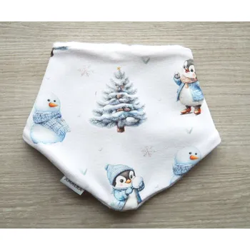 Nákrčník AMÁLKA Zateplený šátek na krk, tučňák se sněhulákem