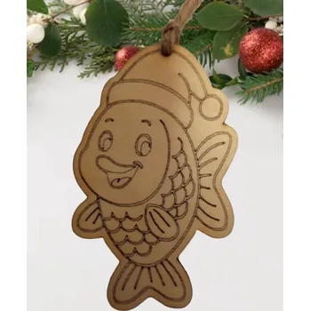 Vánoční dekorace Dary dřeva Dřevěná baňka - kapr