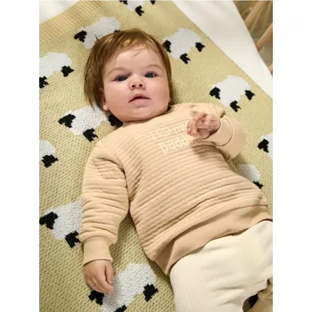 Pánská mikina Sinsay - Mikina s&nbsp;drobnými proužky - béžová - 954AM-80X - 954AM-80X-68-1