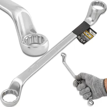 Klíč JCB oboustranný očkový klíč, zahnutý o 75°, 30 × 32 mm, Cr‑V, 12hranný