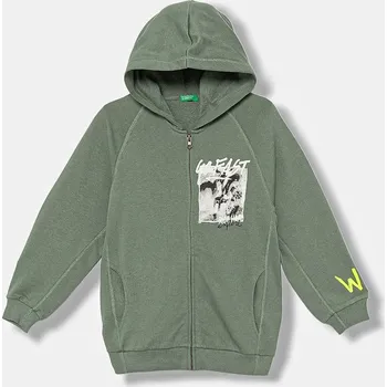 Chlapecké oblečení Dětská bavlněná mikina United Colors of Benetton 33NVC505A.G.seasonal zelená 97X, vel. 160