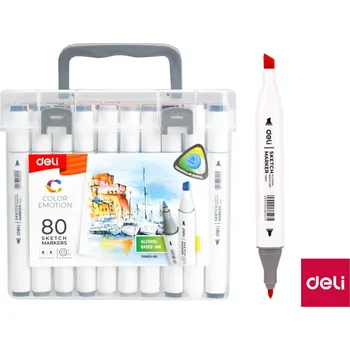 Popisovač skicovací oboustranný Color Emotion 80 barev DELI E70803-80